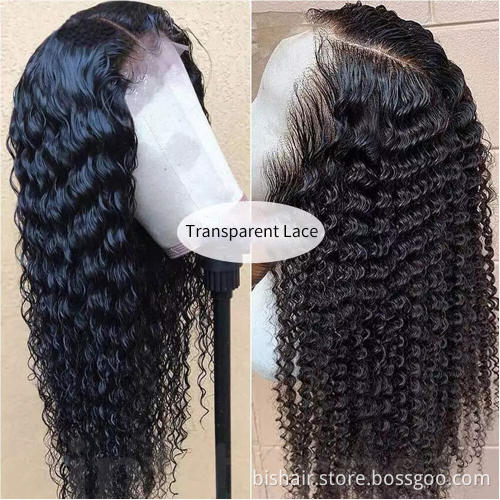 30" Deep Wave Front Lace Wig Curly Real Human Hair Wig Real Human Hair Lace Front Wig 180% Density Suitable for Women Offer